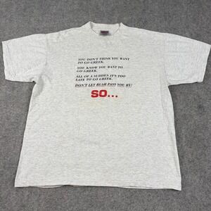 Oneita T Shirt Mens XL Vintage 93 American University Greek Rush Gray Graphic